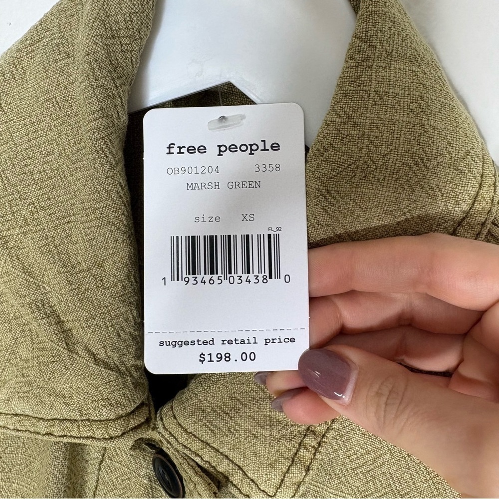 Free People Rainz Duster Marsh Trench Coat Green Small Size XS NWT - Picture 8 of 11